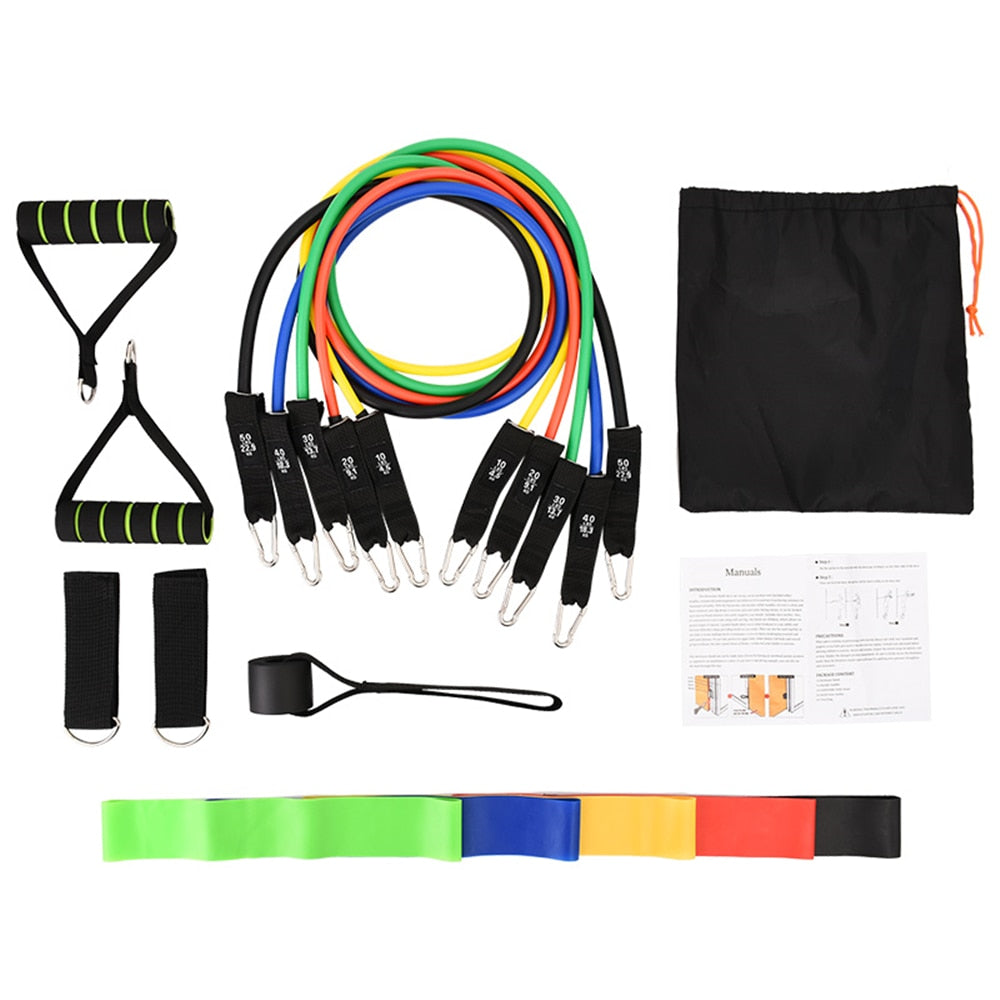 17Pcs Gym Latex Resistance Bands 150LB and 5 bands