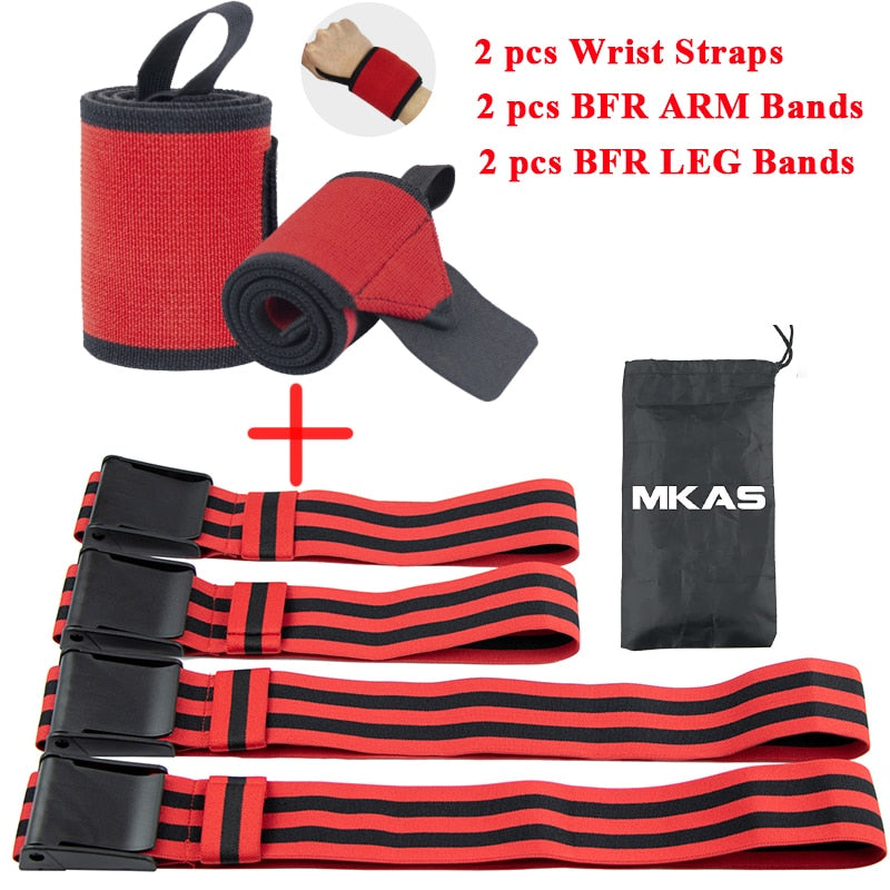 Gym Training BFR Occlusion Bands Red Set and Wraps