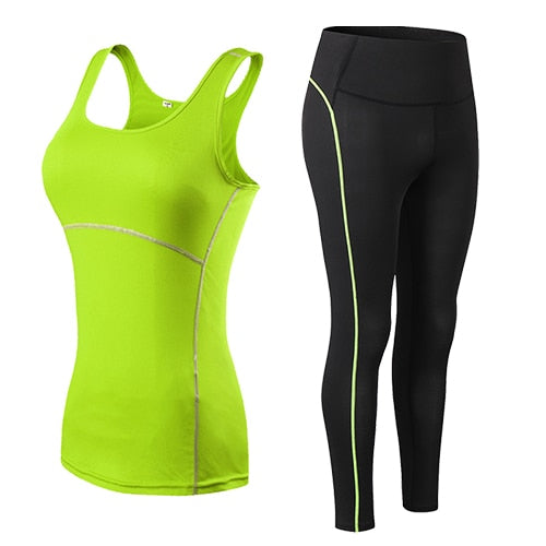 Women Fitness Suit Yoga Sets Fluorescent green