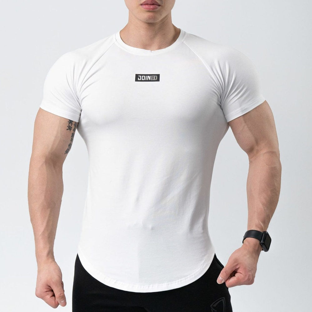Fitness Bodybuilding Cotton Skinny Shirt White