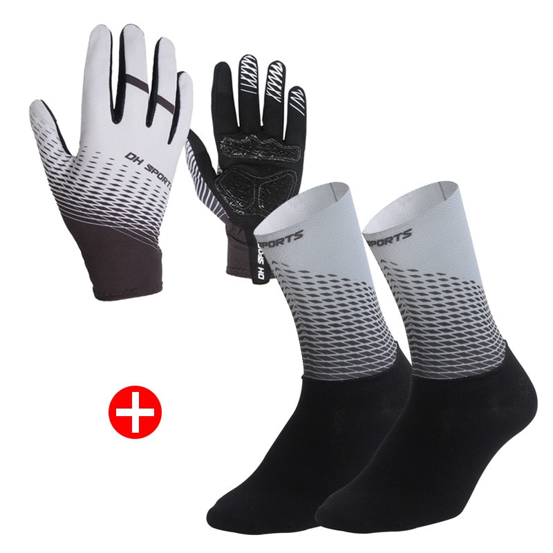 Cycling Socks & Gloves Set Full Gray