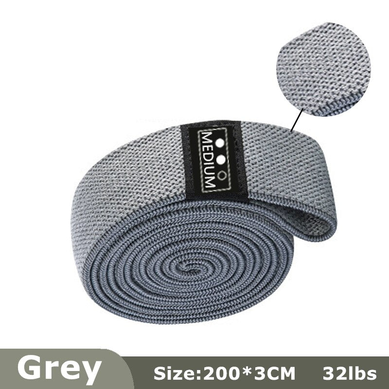 Gym Assist Leg Exercise Resistance Bands Grey(200X3cm)32lb