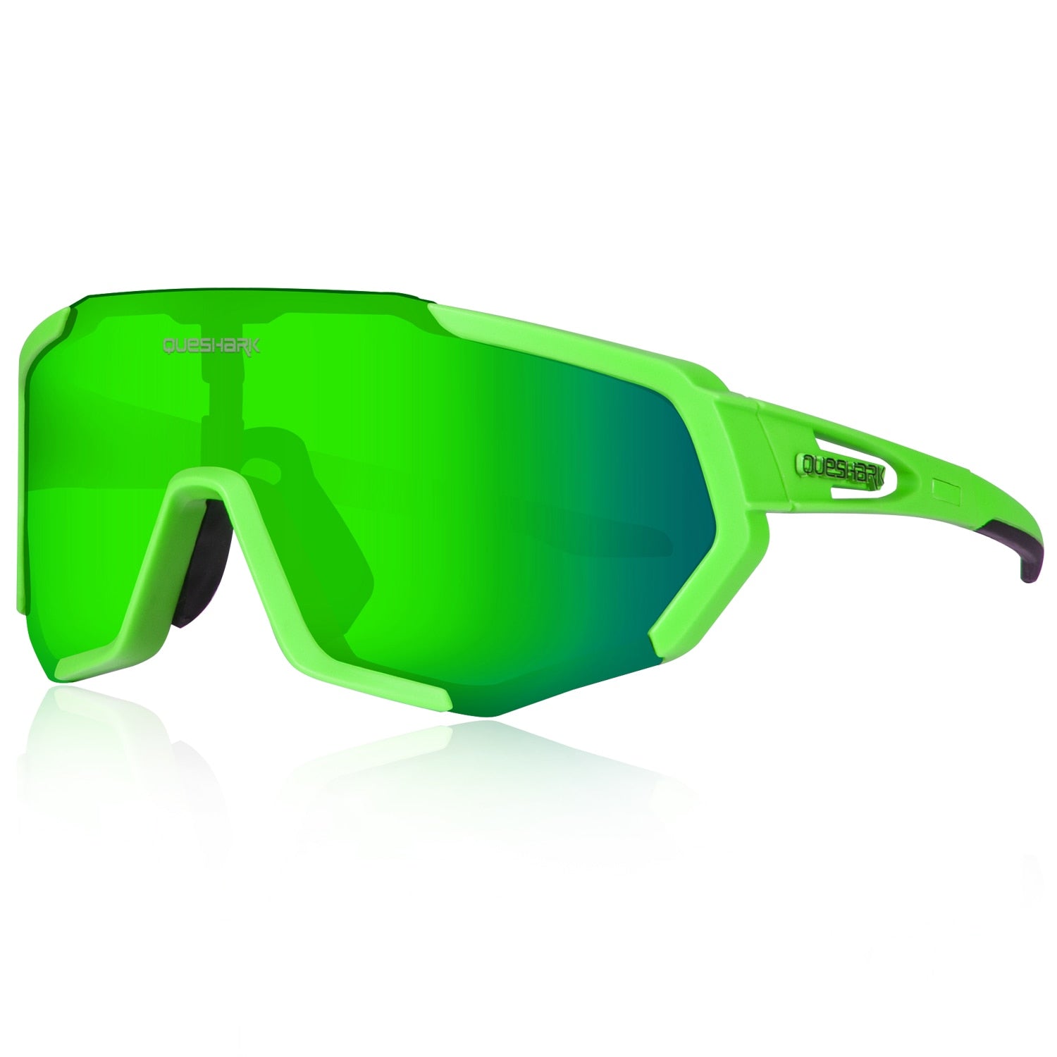 Women Men Mirror Cycling Sunglasses Fluo Green One Size