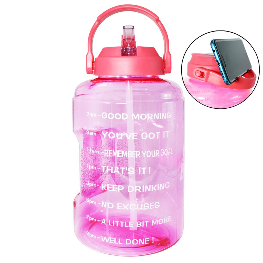 Wide Mouth Gallon Motivational Water Bottle Light Pink