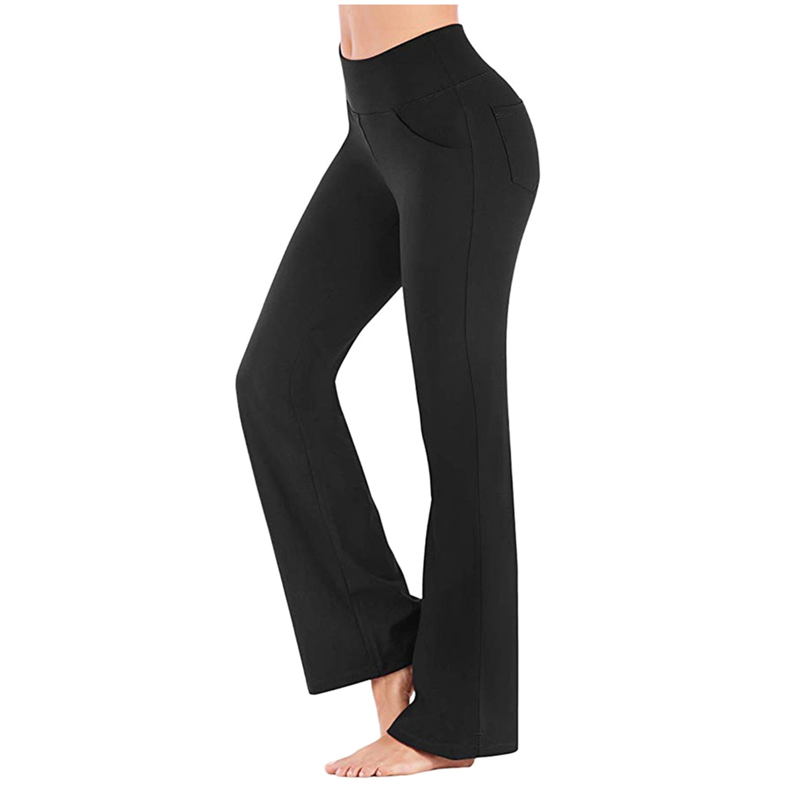 Women High Waisted Sport Trousers Black