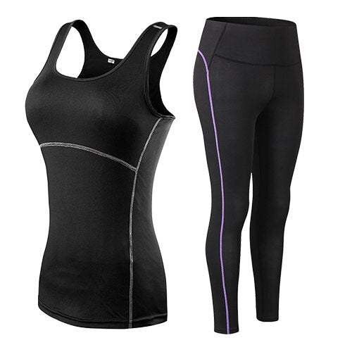 Women Fitness Suit Yoga Sets Black