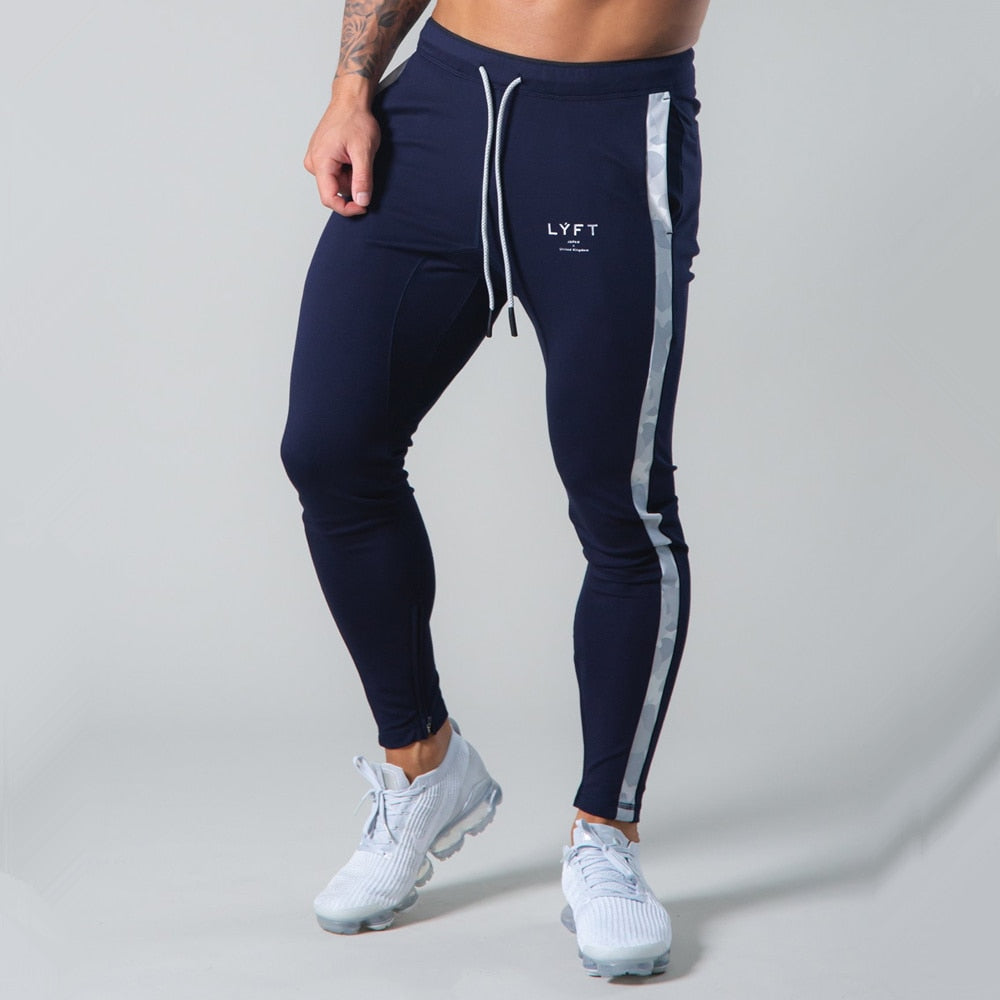 Men Gym Casual Skinny Pants Navy blue