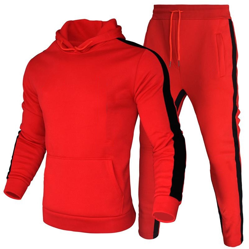 Men Loose Fit 2 Pcs Tracksuit red