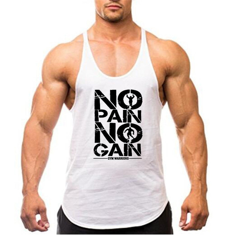 Men Cotton Gym Stringer Tank Top white 175