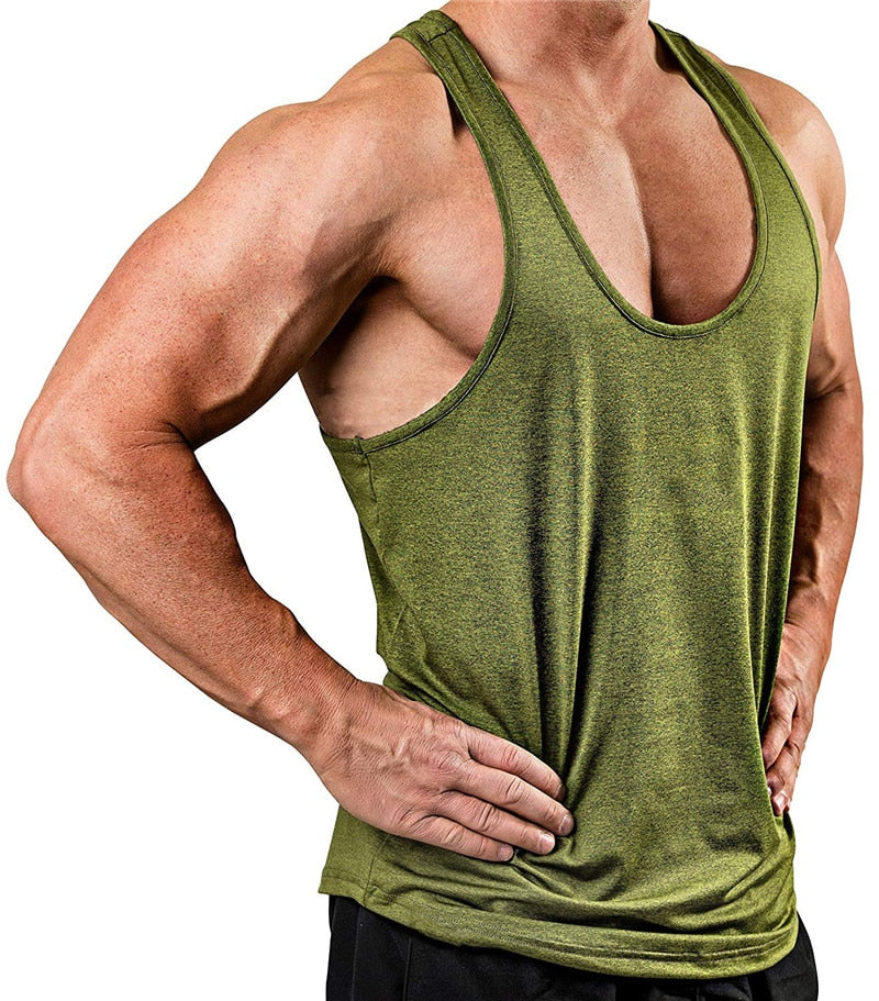 Mens Bodybuilding Tank Tops Combat army green