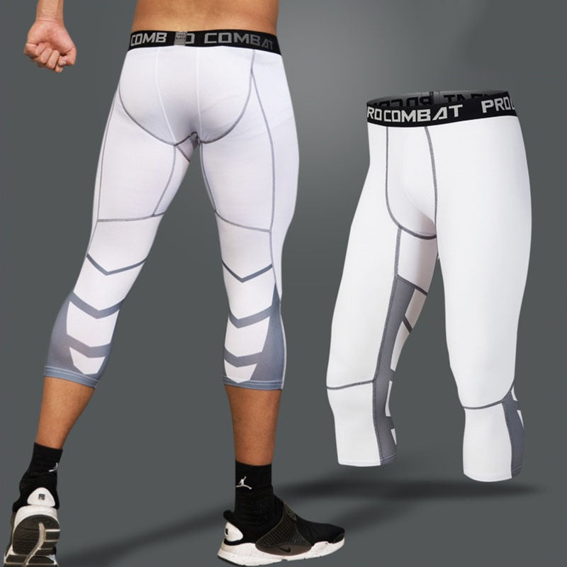 Men's Sports 3/4 Cropped Pants White-3