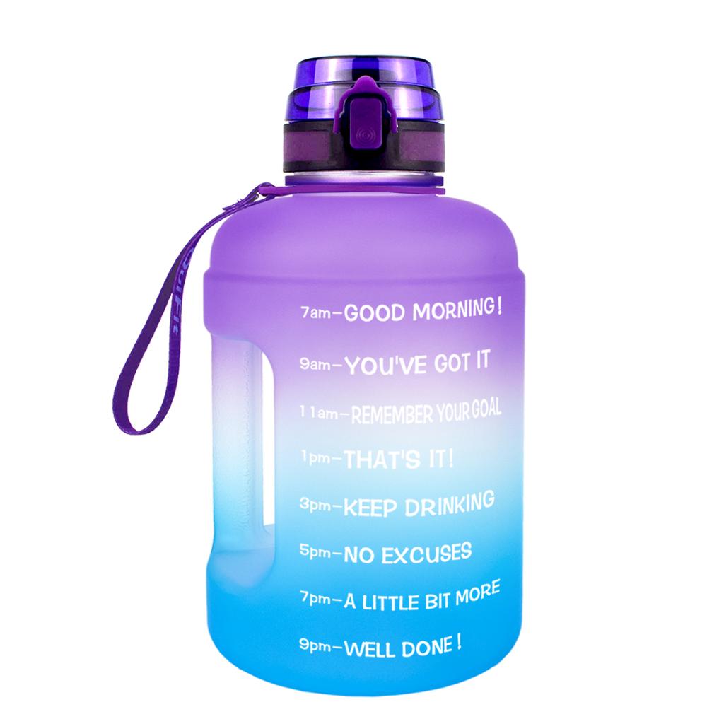 Locking Flip-Flop Lid Outdoor Fitness Water Bottle Purple-A-Blue