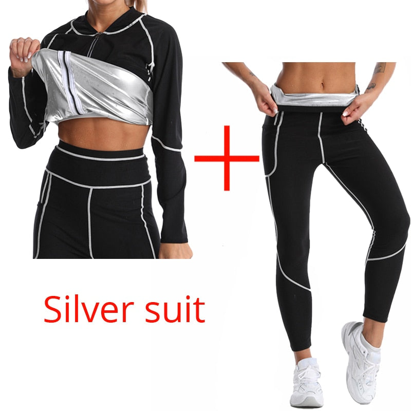 Women Body Shapers Sweat Sauna Suit Silver suit