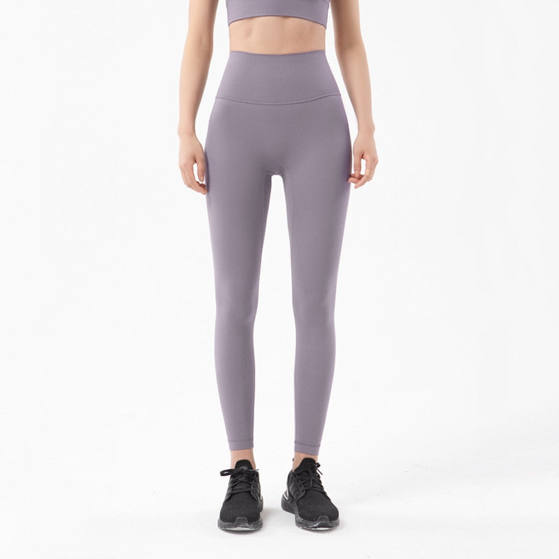 Women Hidden Pocket Nylon Gym Leggings Verbena Purple
