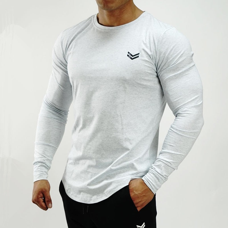 Men Gym Long Sleeve T Shirt White