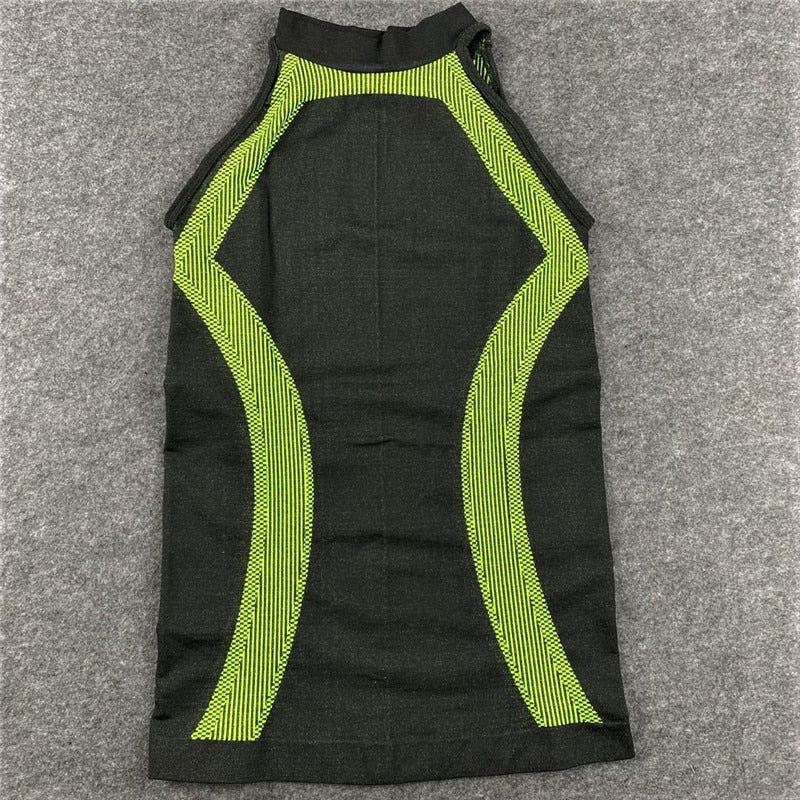 Women Long Sleeve Gym Clothes BlackGreen Vest