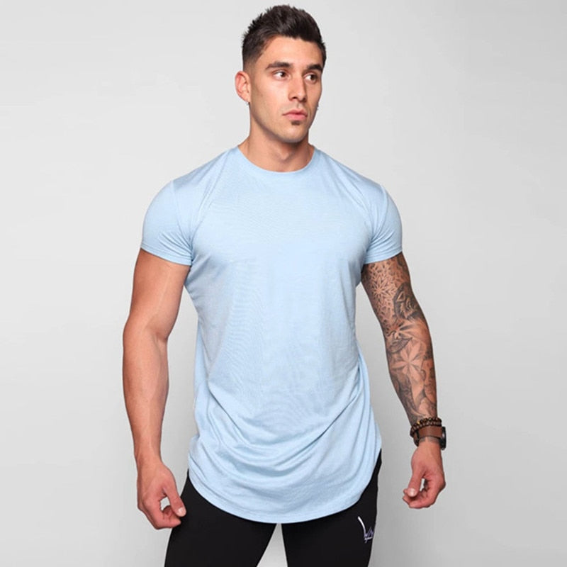 Summer Men Short Sleeves T-shirt light blue