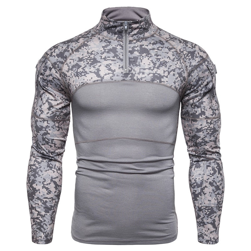 Mens Camouflage Tactical Combat Shirt grey