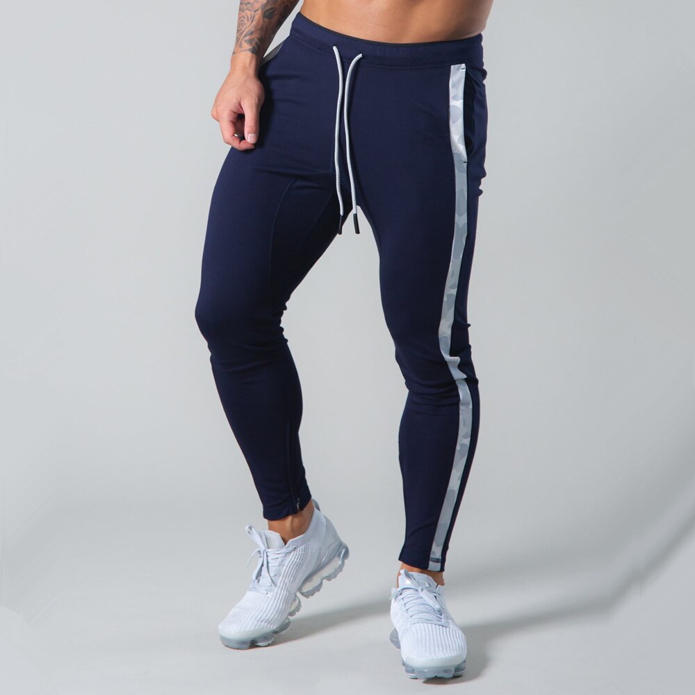 Men Gym Casual Skinny Pants Navy blue (No logo)