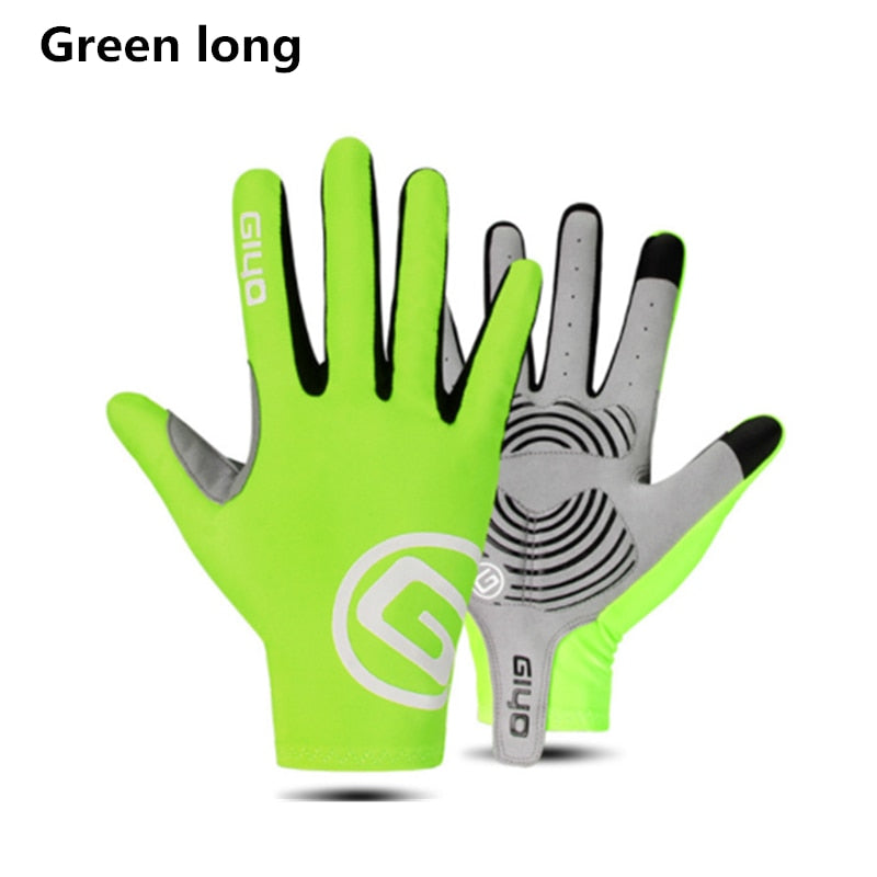 Women Men Sports Cycling Gloves green long