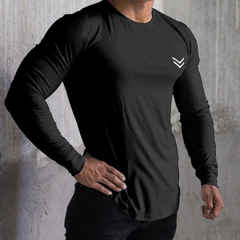 Men Gym Long Sleeve T Shirt Black