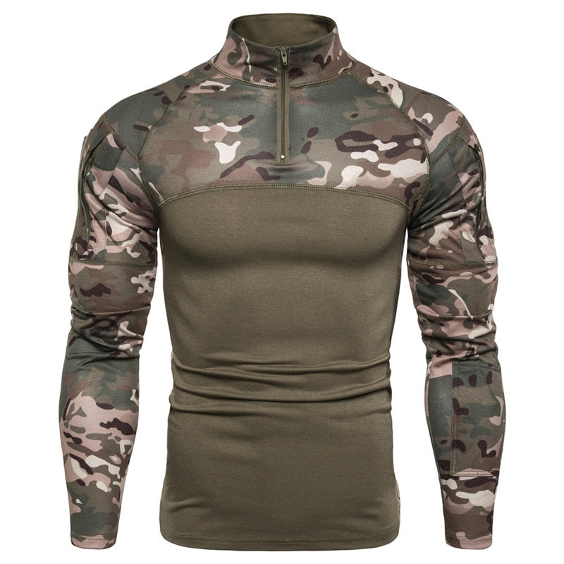 Mens Camouflage Tactical Combat Shirt Army Green