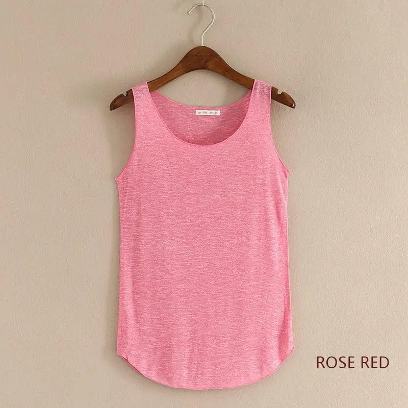 Loose Fitness Tank Top For Women Rose Red