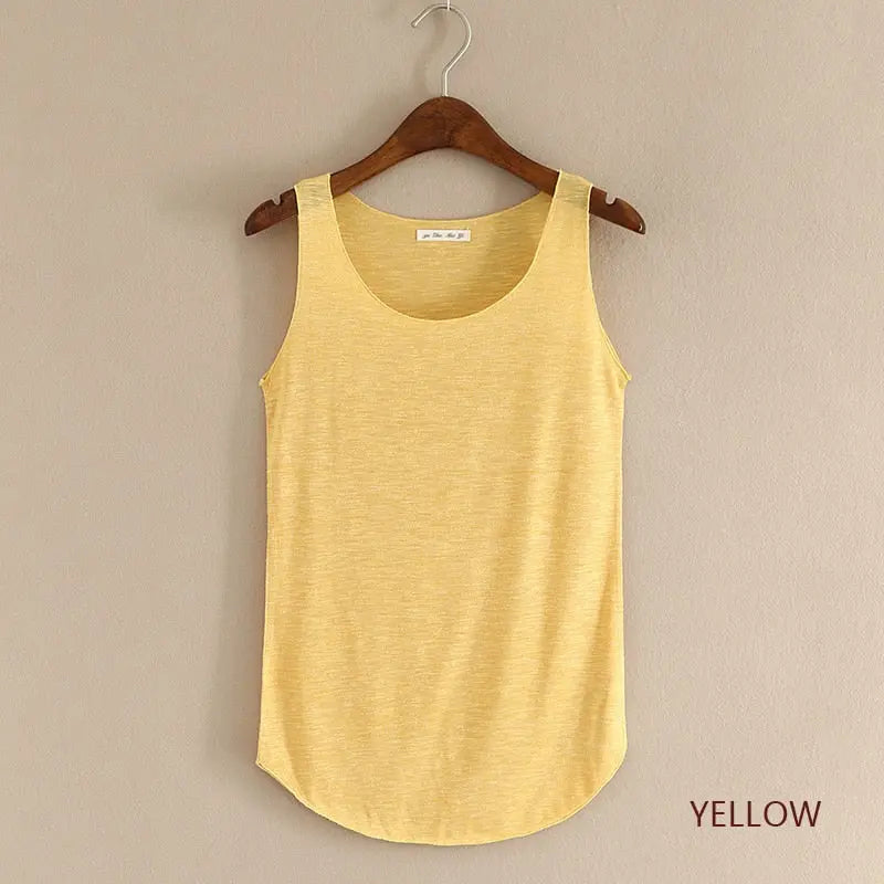 Loose Fitness Tank Top For Women Yellow