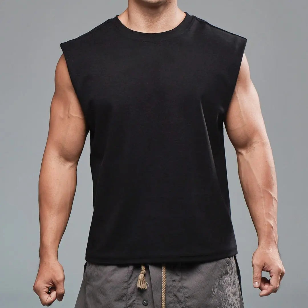 Man Tank Top Broad Shoulder Vest Black