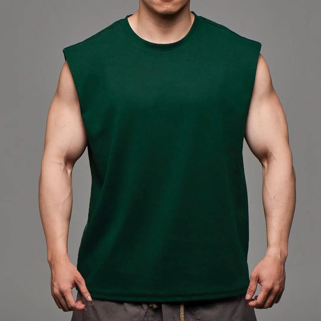 Man Tank Top Broad Shoulder Vest Green