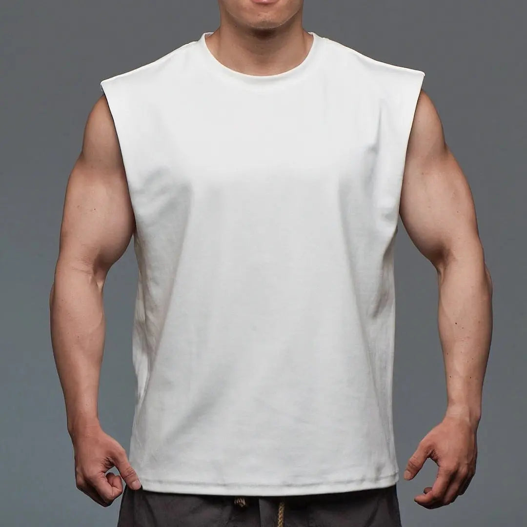 Man Tank Top Broad Shoulder Vest White