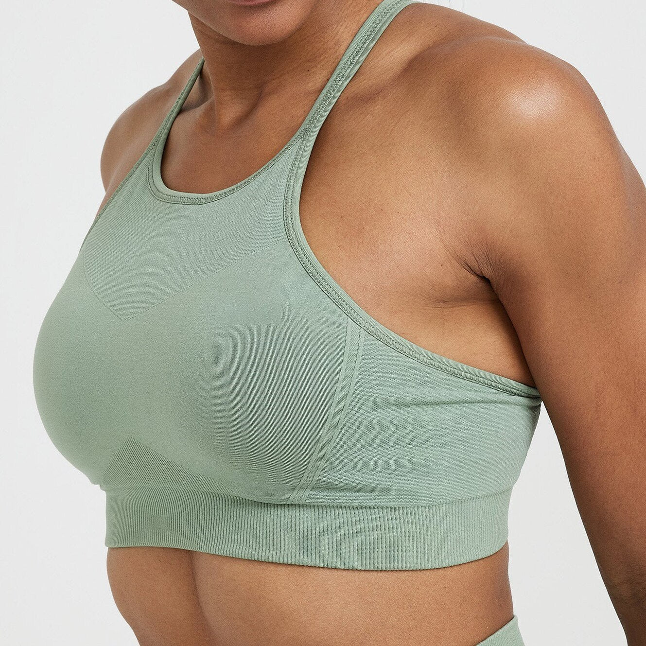 Women Seamless Oner Active Sports Bra High neck Sage