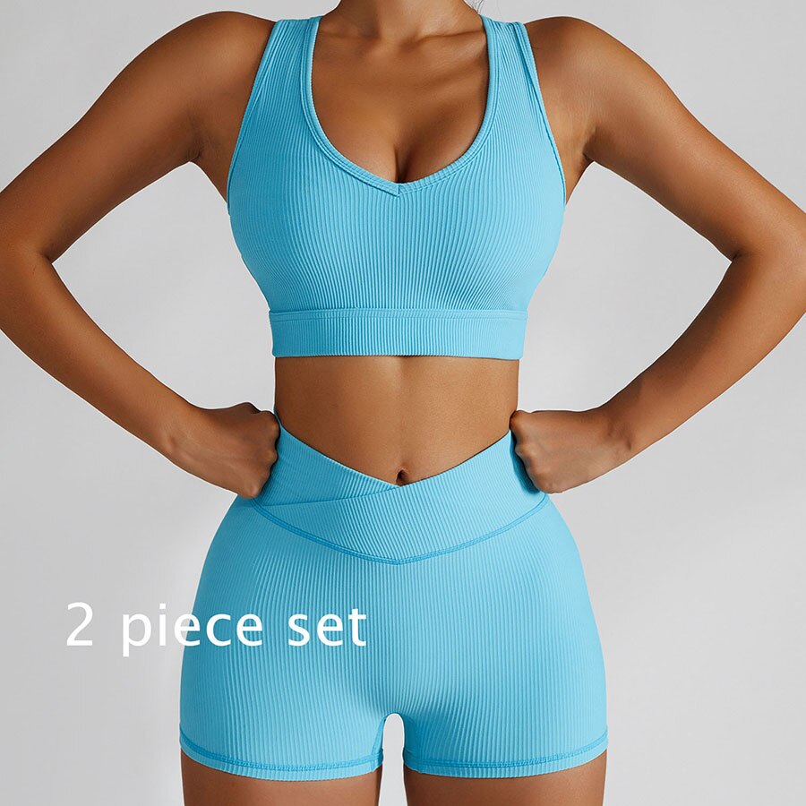 Women 2 Piece Gym Long Sleeve Jacket blue 2-piece set 4