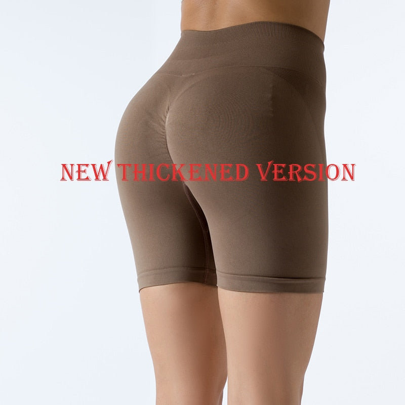 Women High Waist Sport Shorts Brown