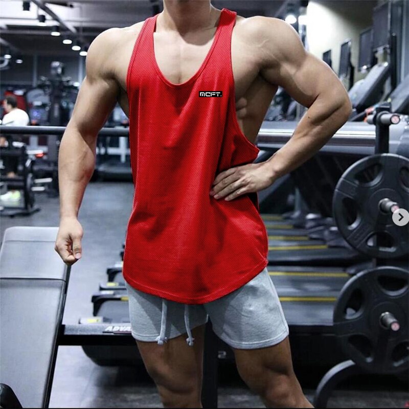 Gym Workout Sleeveless Shirt Red