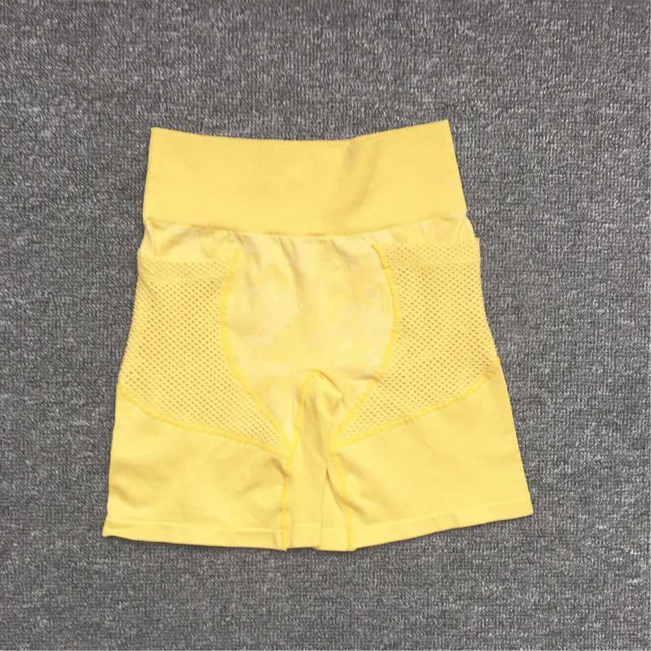 Women Gym Workout Suits yellow shorts