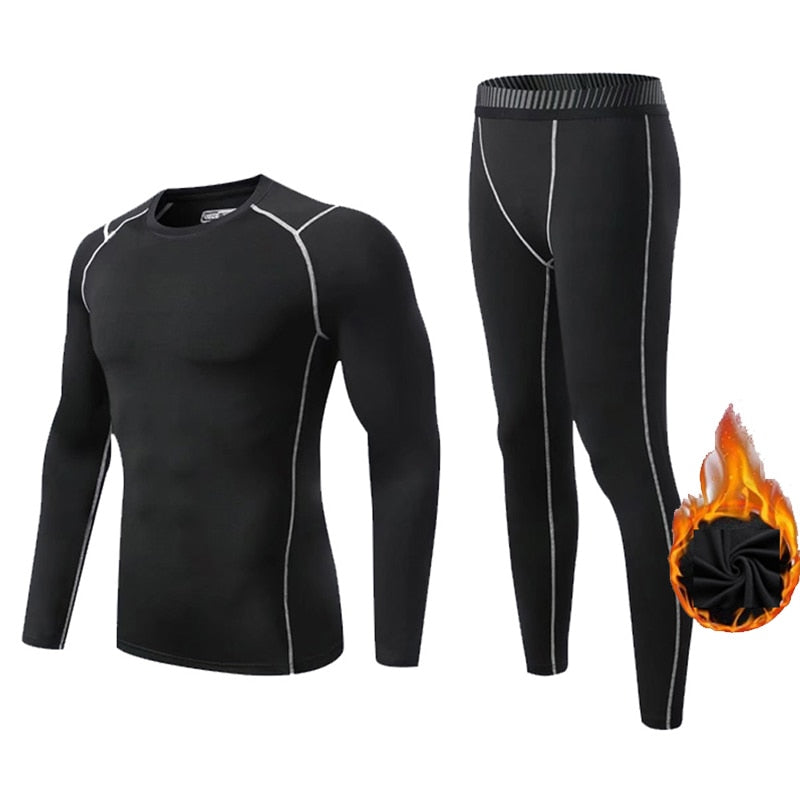 Men Fitness Thermal underwear Suit green line