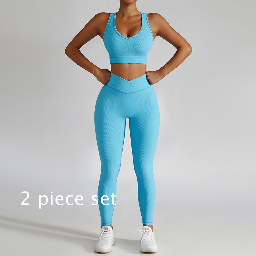 Women 2 Piece Gym Long Sleeve Jacket blue 2-piece set 2