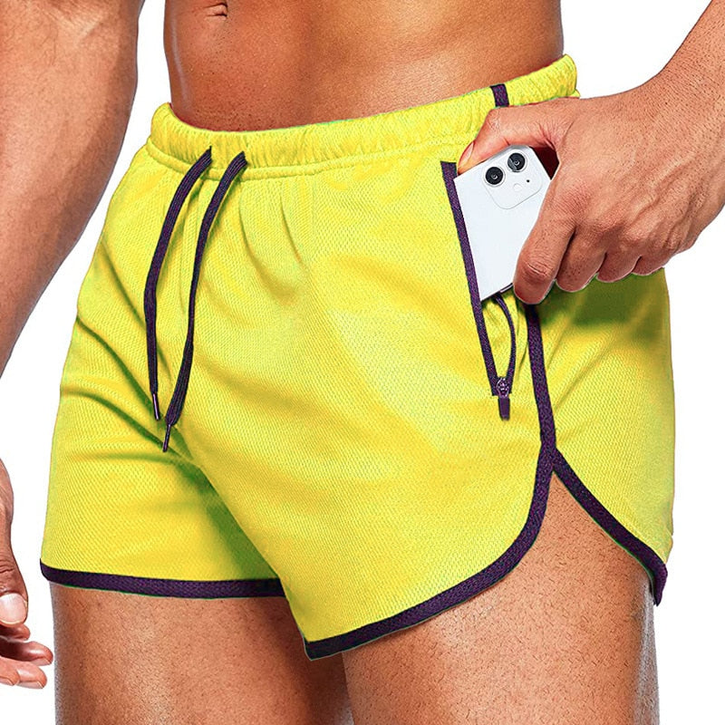 Summer Quick Dry Men Fitness Shorts yellow