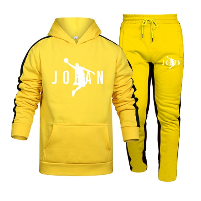 Men Sportswear Hoodie Sets yellow