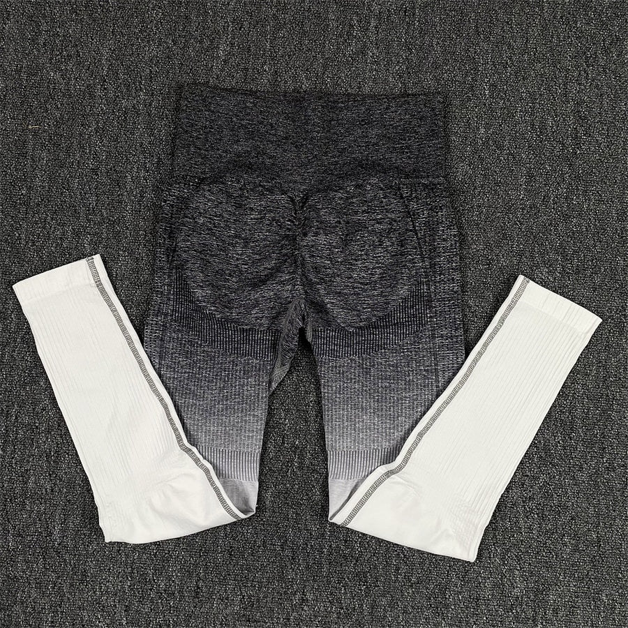 Seamless Women Crop Top Yoga Set White Pants 1Pcs