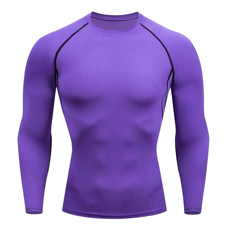 Gym Compression Dry Fit Fitness T-shirt Purple long sleeve