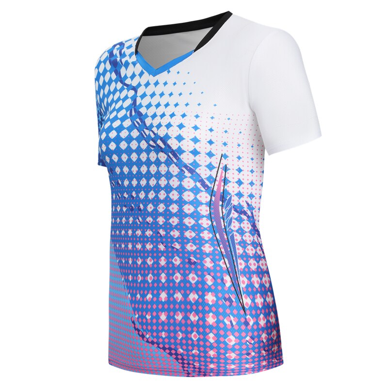 Women Badminton Training Shirts bluiewhte