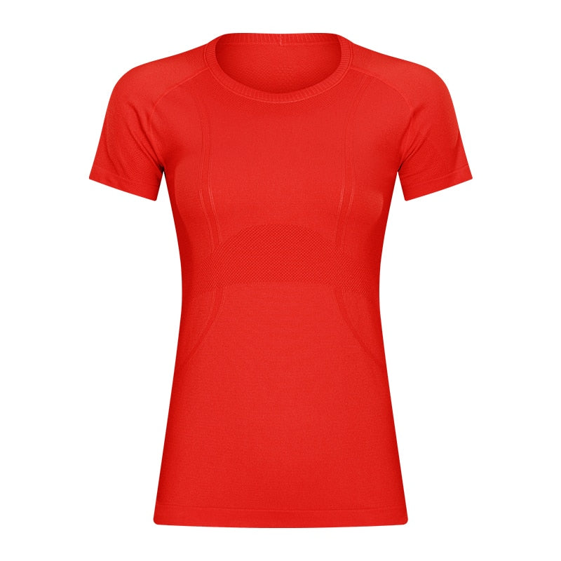 Printed OCEAN Knitted Yoga Sports Shirt China Red China