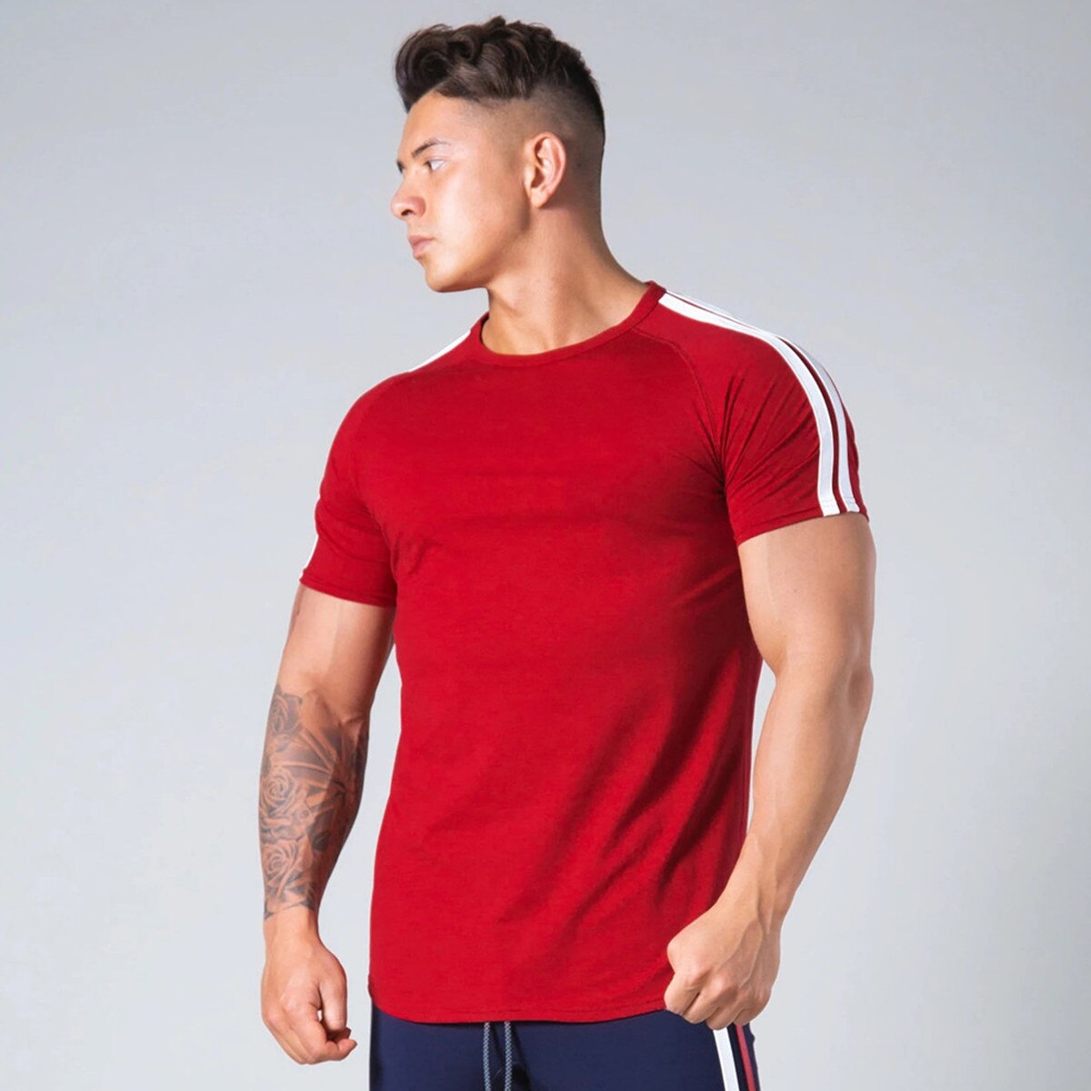 Men Red Gym Fitness T-shirt