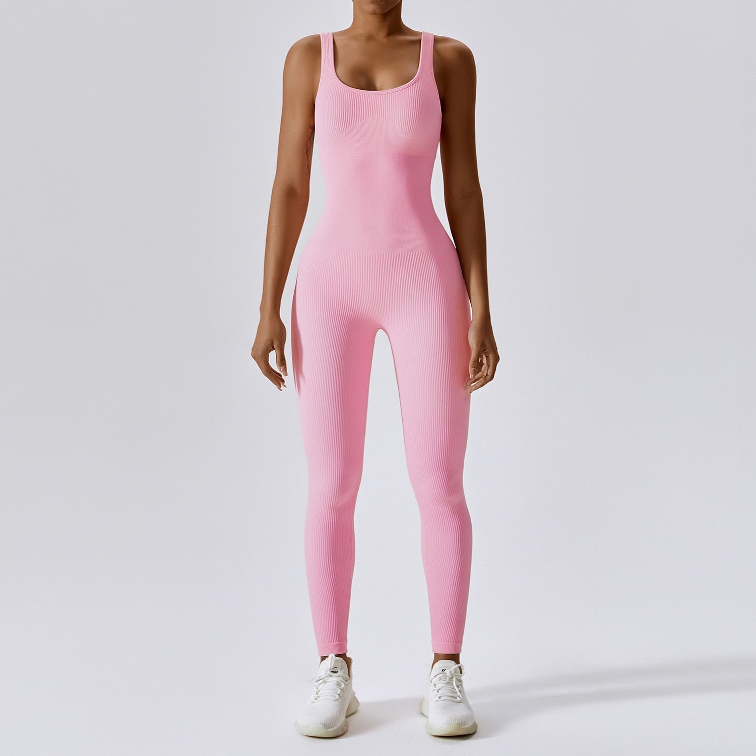 Women Seamless One-piece Jumpsuit Light Pink