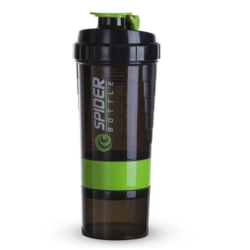 Body-Building 3 Layers Shaker Protein Bottle green