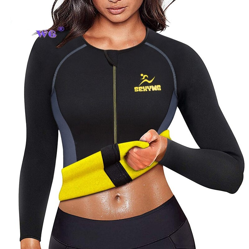 Body Shaper Fitness Women Sauna Jacket BLACK zipper