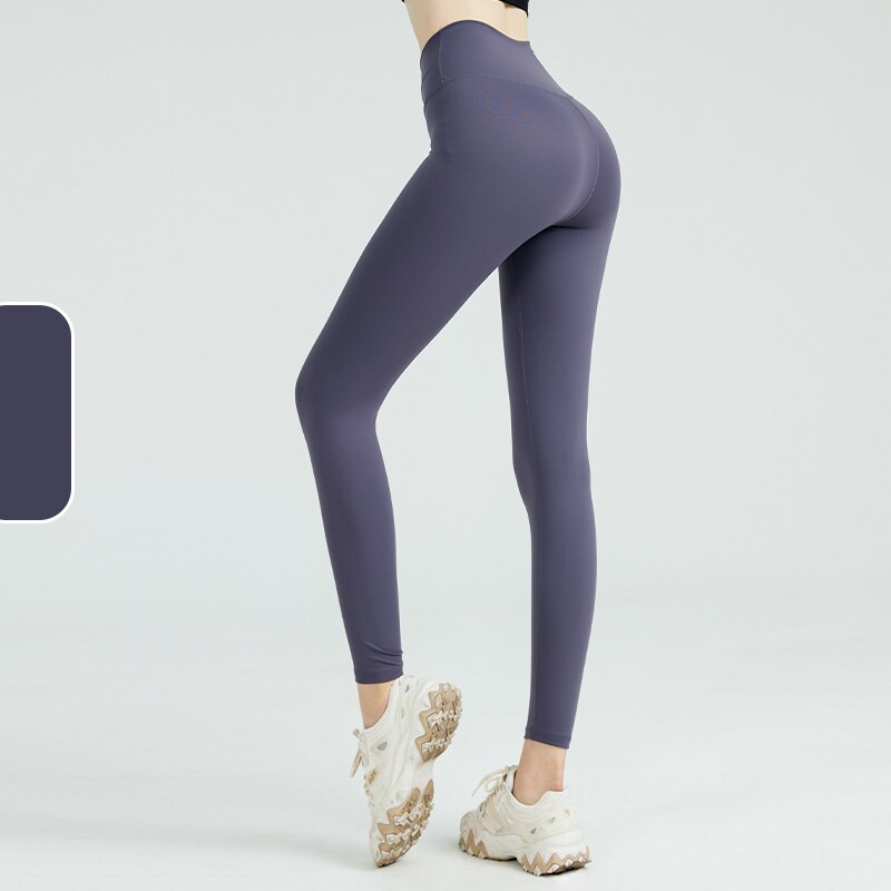 Female Gym Athletic Wear Leggings Grey Purple