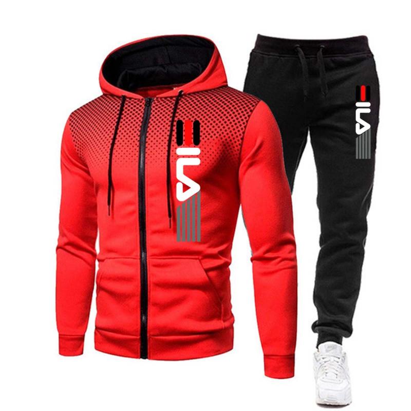 Men Zipper Hooded Sports Sets